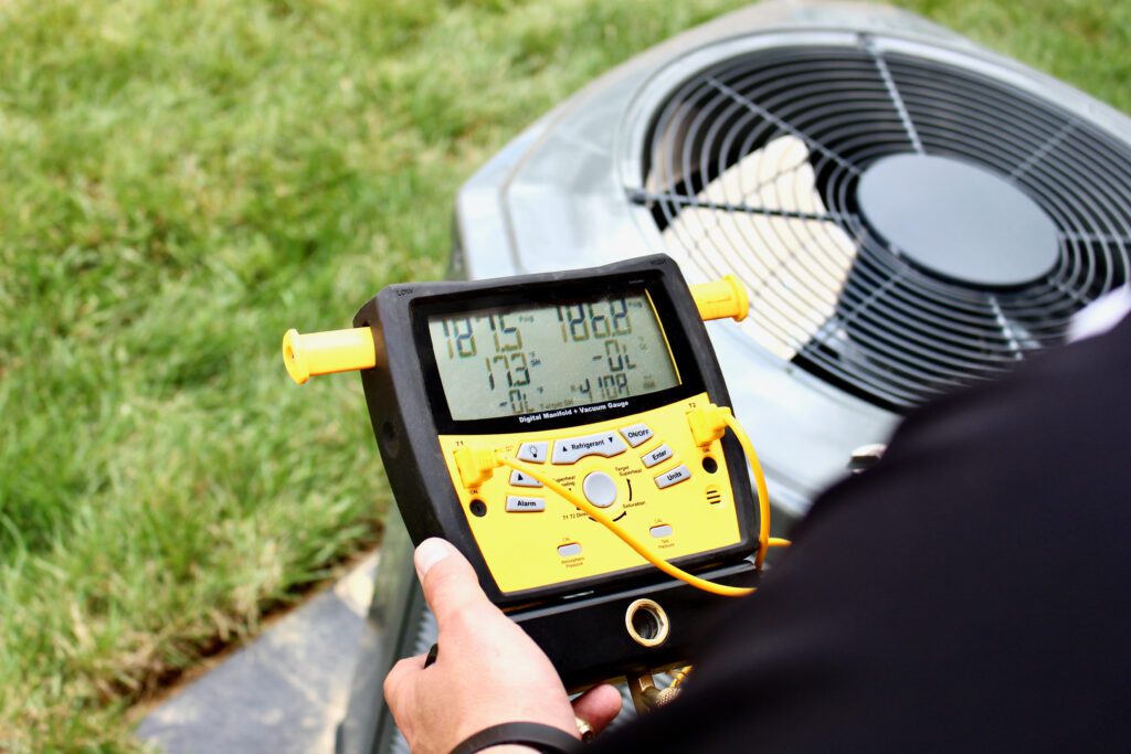 Man installing heat pump