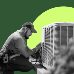 Man installing heat pump